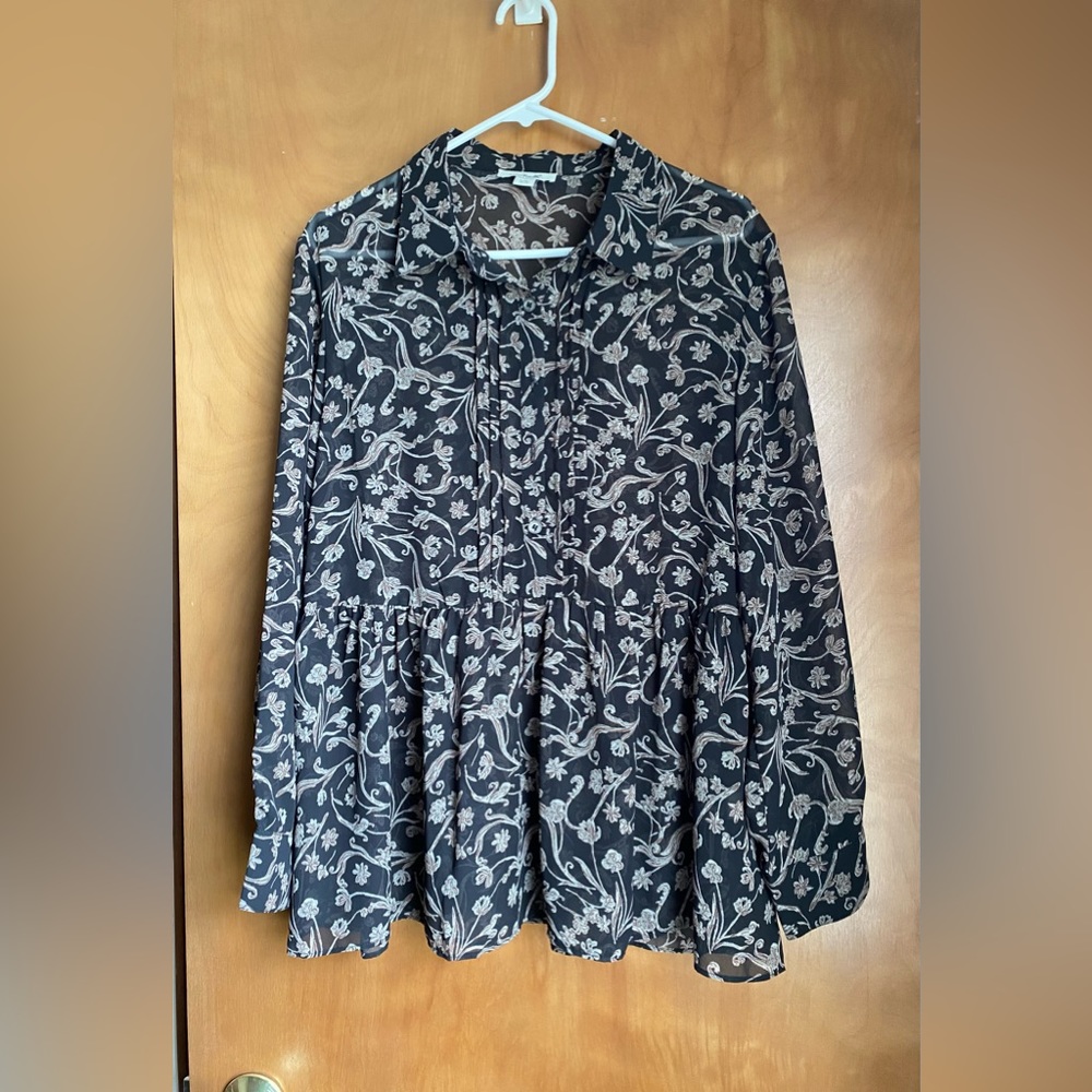 Simply Noelle, black floral, sheer top
